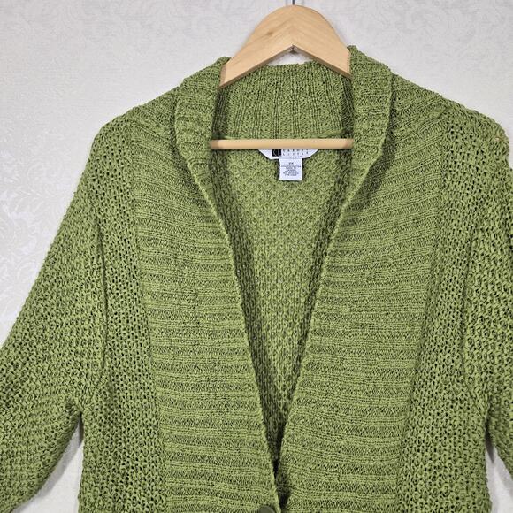 VTG Carole Little Cardigan Sweater sz XL* Green Half Sleeve 1 Button Front - Picture 4 of 14